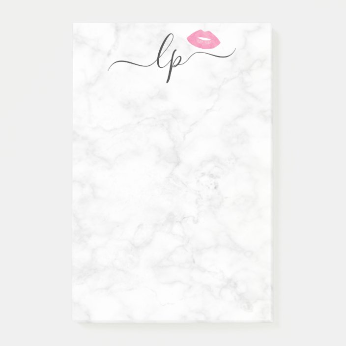 Elegant pink lips handwritten script calligraphy postit notes Zazzle