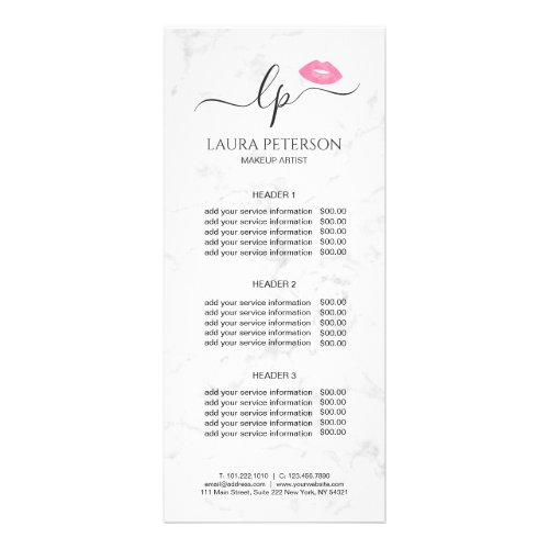 Elegant pink lips handwritten script calligraphy rack card