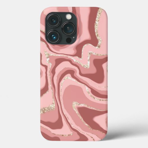 Elegant Pink Liquid Marble Paint Pour iPhone 13 Pro Case