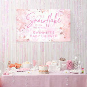 Elegant Pink Little Snowflake Baby Shower Banner