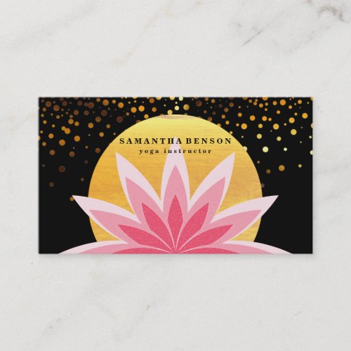 Elegant Pink Lotus Flower Logo Yoga Healing Health Business Card