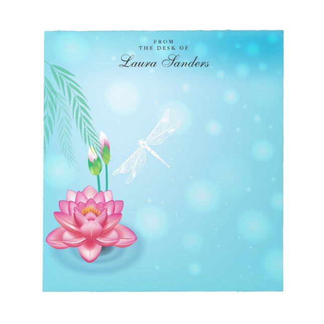 Elegant Pink Lotus Flower Personalized Notepad (Front)