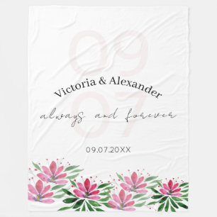 Elegant Pink Lotus Flowers Watercolor Art Fleece Blanket