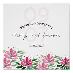 Elegant Pink Lotus Flowers Watercolor Art Poster