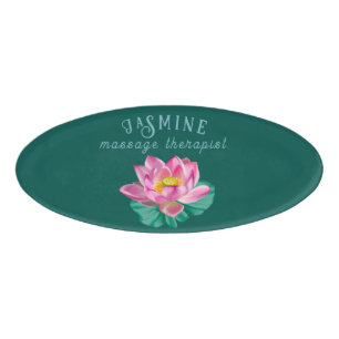 Elegant Pink Lotus Salon, Massage Therapist Name Tag