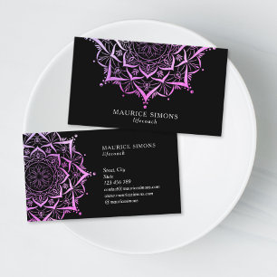 Elegant Pink Lotus Yoga Instructor Mandala Business Card