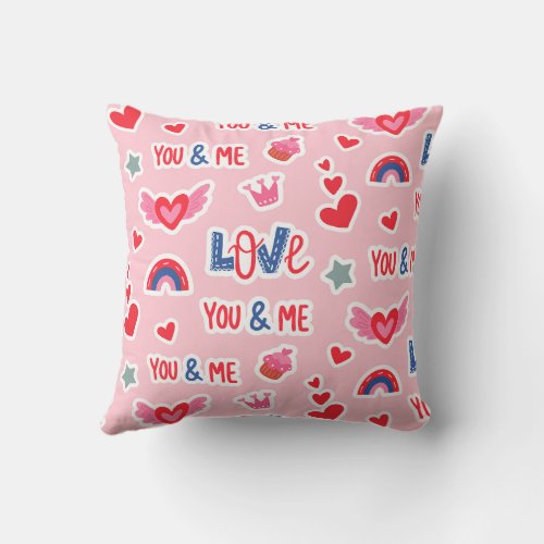 Elegant Pink Love Themed Throw Pillow