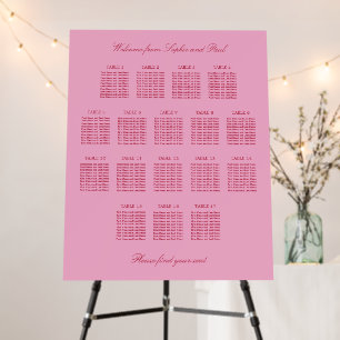 Elegant Pink Magenta 17 Table Seating Chart Foam Board