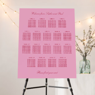 Elegant Pink Magenta 18 Table Seating Chart Foam Board