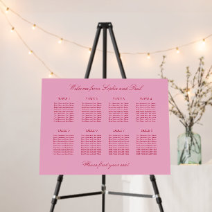 Elegant Pink Magenta 8 Table Seating Chart Foam Board