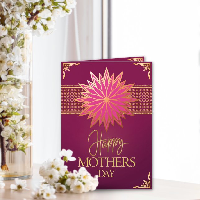 Elegant Pink Magenta and Gold Custom Mother's Day  Card (Creator Uploaded)