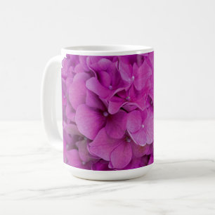 Elegant pink magenta floral hydrangeas roses coffee mug