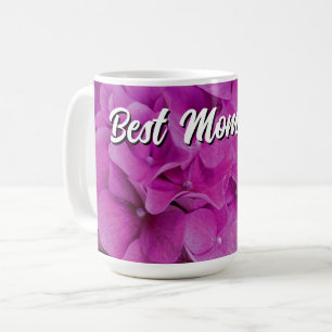 Elegant pink magenta floral hydrangeas roses coffee mug