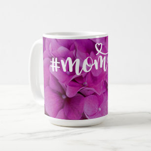 Elegant pink magenta floral hydrangeas roses coffee mug