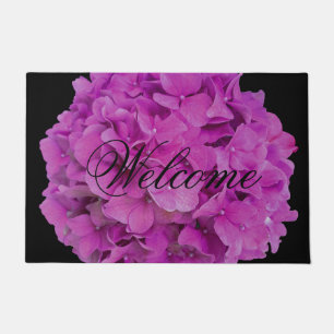 Elegant pink magenta floral hydrangeas roses doormat