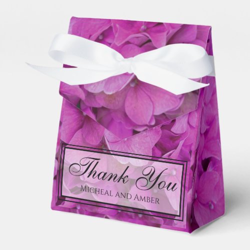 Elegant pink magenta floral hydrangeas roses  favor boxes