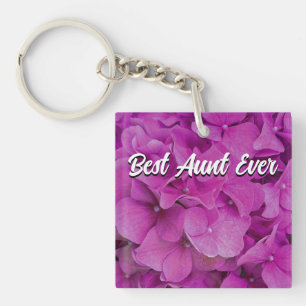 Elegant pink magenta floral hydrangeas roses  keychain