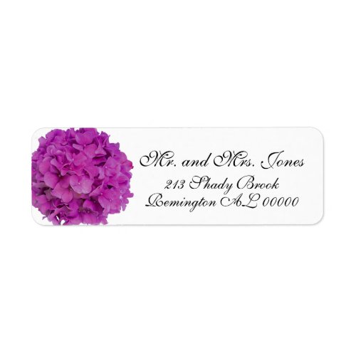 Elegant pink magenta floral hydrangeas roses  label