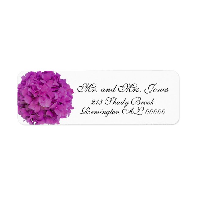 Elegant pink magenta floral hydrangeas roses  label (Front)