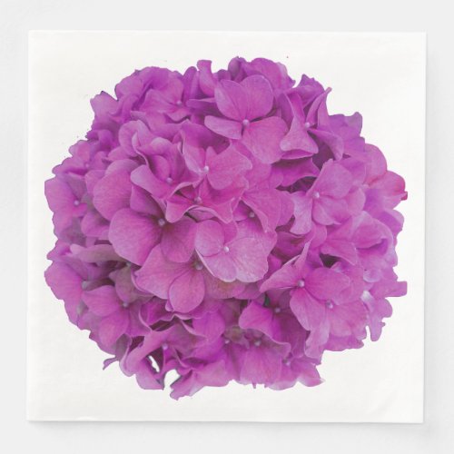 Elegant pink magenta floral hydrangeas roses  paper dinner napkins
