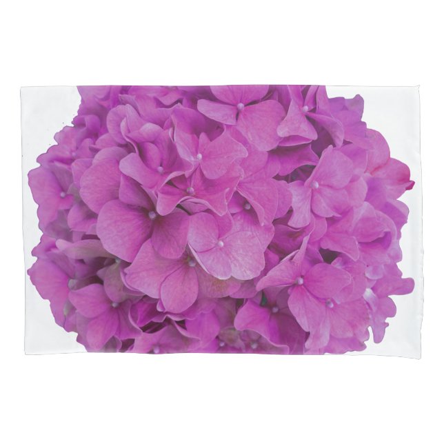 Elegant pink magenta floral hydrangeas roses  pillow case (Front-Left)