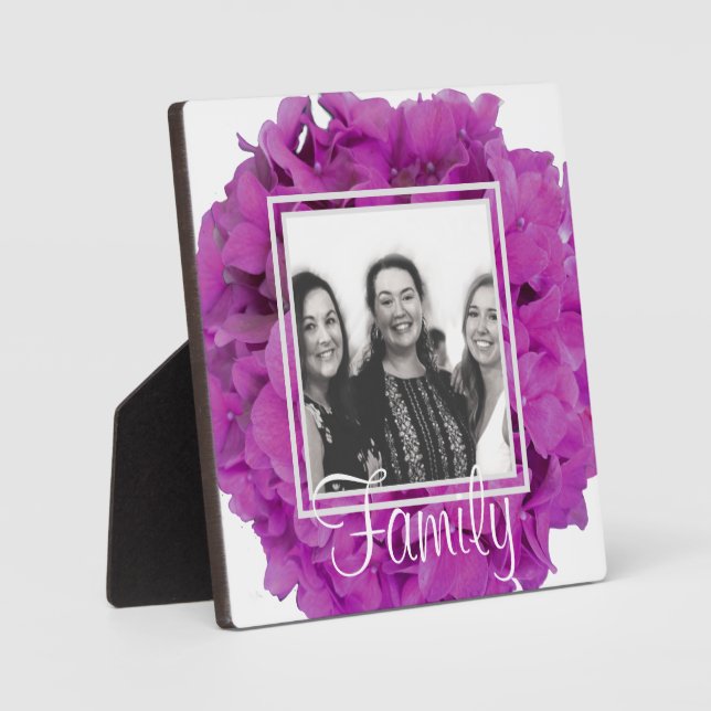 Elegant pink magenta floral hydrangeas roses  plaque (Front)