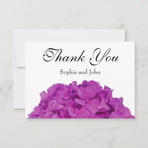 Elegant pink magenta floral hydrangeas roses  thank you card