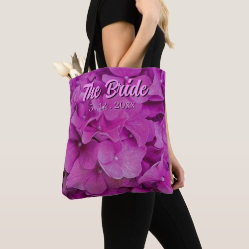 Elegant pink magenta floral hydrangeas roses  tote bag
