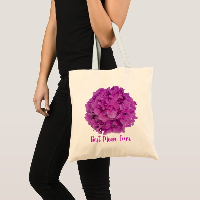 Elegant pink magenta floral hydrangeas roses  tote bag (Front (Product))