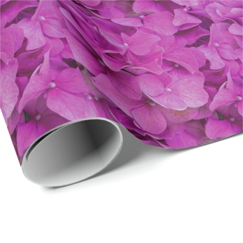 Elegant pink magenta floral hydrangeas roses  wrapping paper