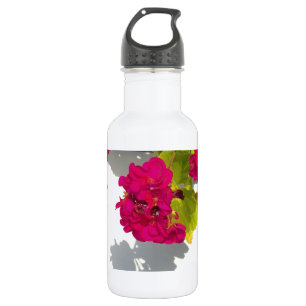 Elegant pink magenta red floral flowers water bottle