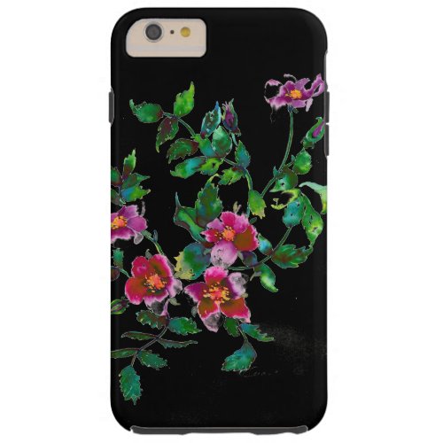 Elegant pink magenta watercolor floral roses  tough iPhone 6 plus case