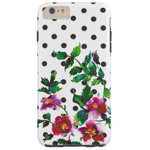 Elegant pink magenta watercolor floral roses  tough iPhone 6 plus case