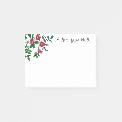 Elegant pink magenta watercolor floral roses  post_it notes