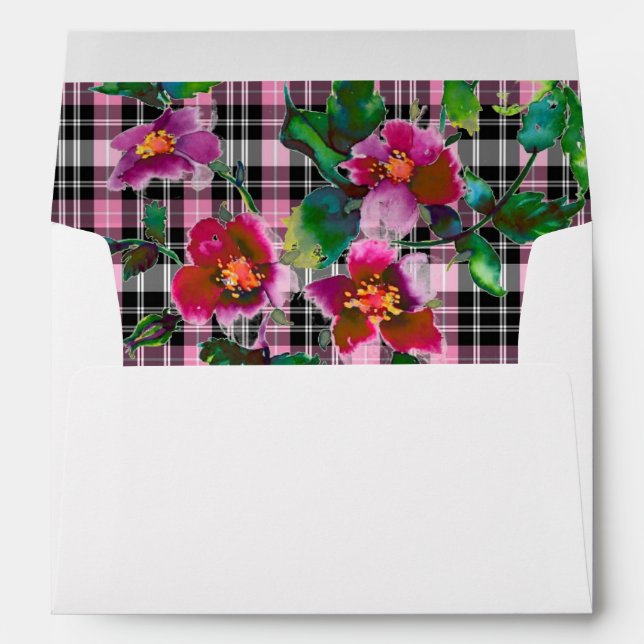 Elegant pink magenta watercolor florals envelope (Back (Bottom))