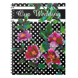 Elegant pink magenta watercolor florals notebook