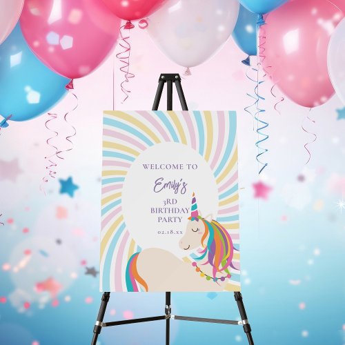 Elegant Pink Magical Rainbow Unicorn Girl Birthday Foam Board