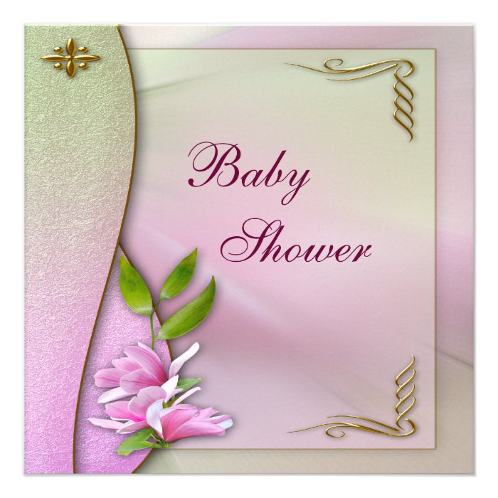 Elegant Pink Magnolia Baby Shower Custom Invitation