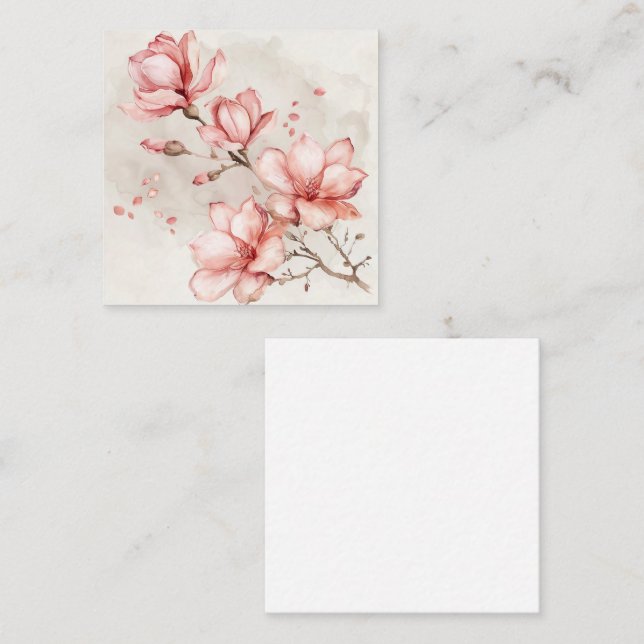 Elegant Pink Magnolia Blossoms Note Card (Front/Back)