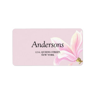 Elegant Pink Magnolia Bridal Shower Return Address Label