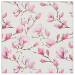 Elegant pink magnolia pattern fabric
