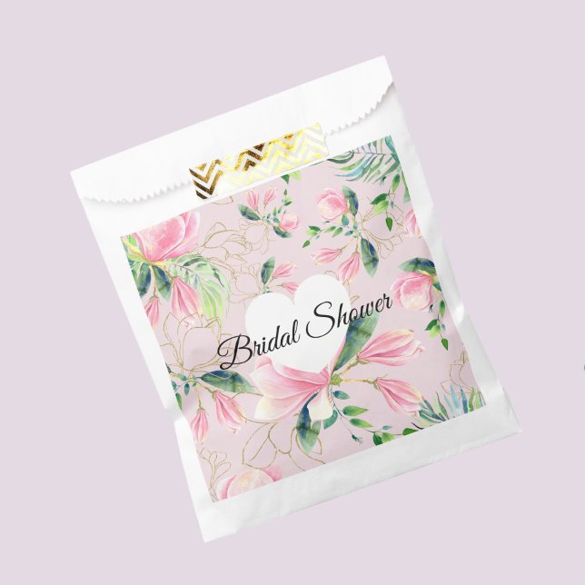 Elegant Pink Magnolia Watercolor Bridal Shower Favor Bag (Elegant Pink Magnolia Watercolor Bridal Shower Favor Bag)