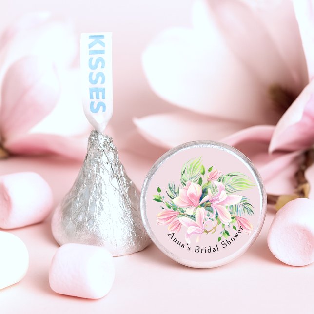 Elegant Pink Magnolia Watercolor Bridal Shower Hershey®'s Kisses® (Elegant Pink Magnolia Watercolor Bridal Shower Hershey®'s Kisses®)