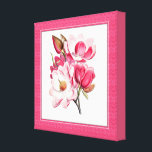 Elegant Pink Magnolias Canvas<br><div class="desc">Beautiful canvas wall art, with updated vintage art of pink magnolia blooms, with a pink matted looking frame. Lovely wall decor for any room of the house or office and makes an excellent gift idea.</div>
