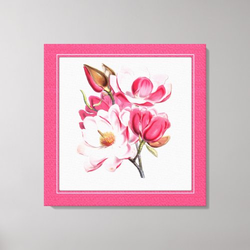 Elegant Pink Magnolias Canvas