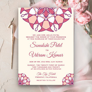 Elegant Pink Mandala Indian Wedding Invitation