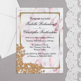Elegant Pink Marble and Gold Pearls Wedding