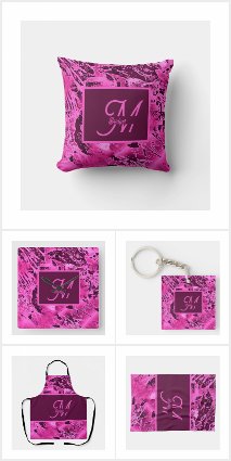Elegant Pink Marble bold Monogram Typography