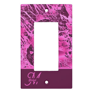 Elegant Pink Marble bold Monogram Typography Light Switch Cover