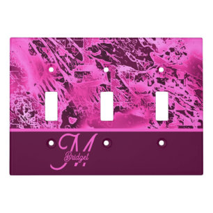 Elegant Pink Marble bold Monogram Typography Light Switch Cover